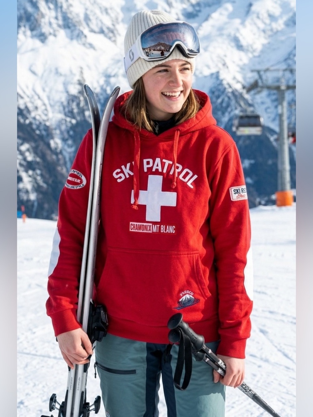 Chamonix/Mt Blanc Ski Patrol Red Hoodie. - GUC